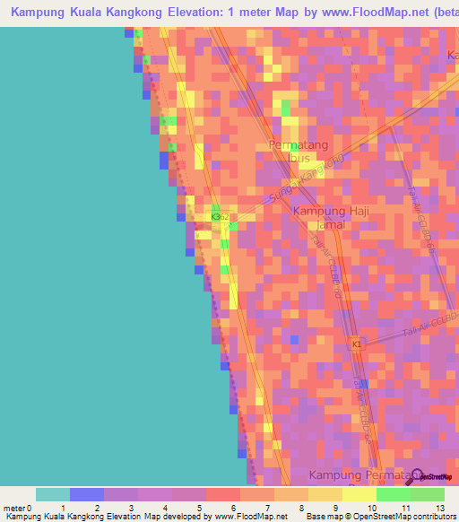 Kampung Kuala Kangkong,Malaysia Elevation Map