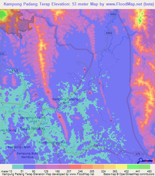 Kampung Padang Terap,Malaysia Elevation Map