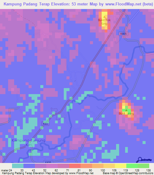 Kampung Padang Terap,Malaysia Elevation Map