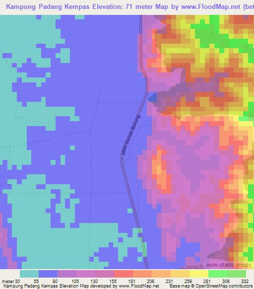 Kampung Padang Kempas,Malaysia Elevation Map