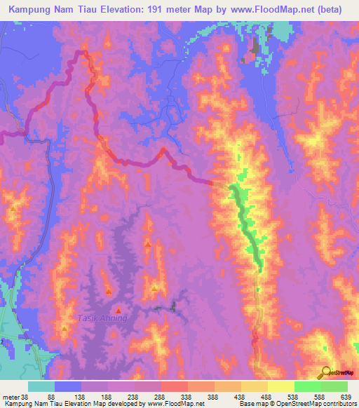 Kampung Nam Tiau,Malaysia Elevation Map