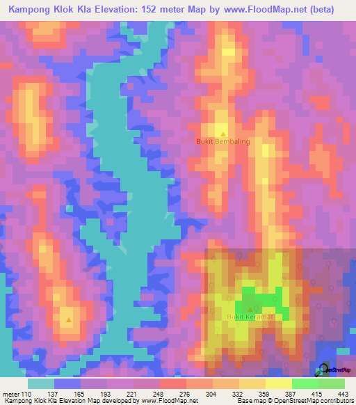 Kampong Klok Kla,Malaysia Elevation Map