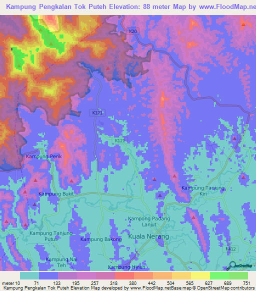 Kampung Pengkalan Tok Puteh,Malaysia Elevation Map