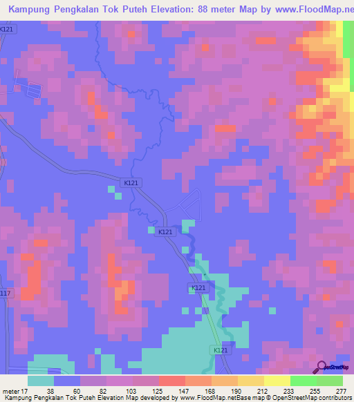 Kampung Pengkalan Tok Puteh,Malaysia Elevation Map