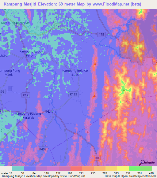 Kampung Masjid,Malaysia Elevation Map