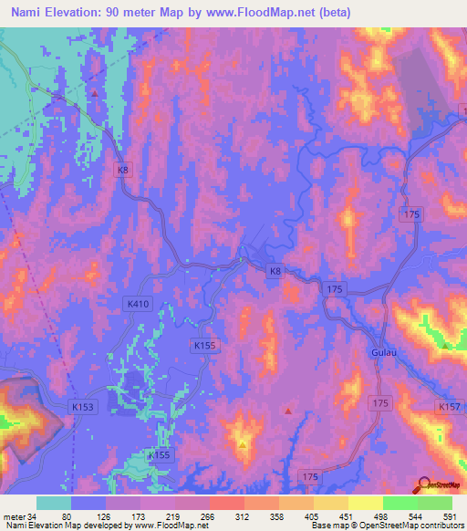 Nami,Malaysia Elevation Map