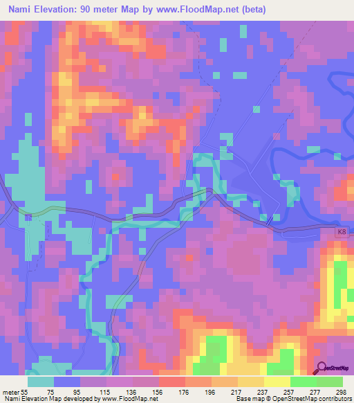 Nami,Malaysia Elevation Map