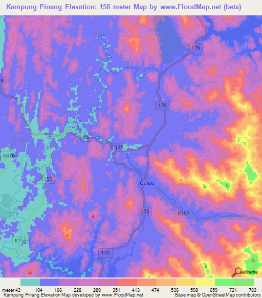 Kampung Pinang,Malaysia Elevation Map