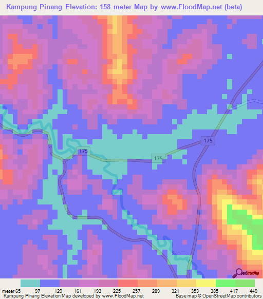 Kampung Pinang,Malaysia Elevation Map