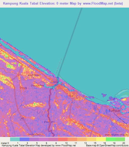 Kampung Kuala Tabal,Malaysia Elevation Map