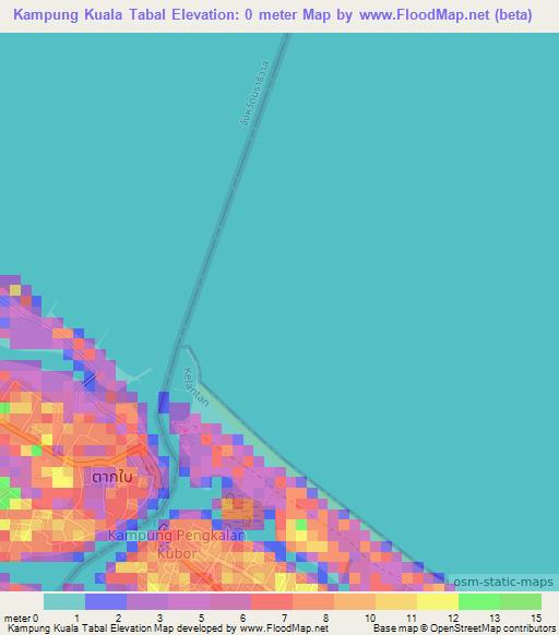 Kampung Kuala Tabal,Malaysia Elevation Map