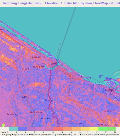 Kampung Pengkalan Kubur,Malaysia Elevation Map