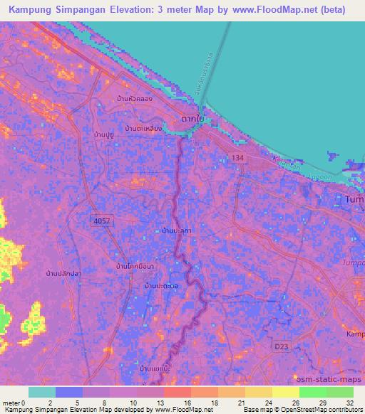 Kampung Simpangan,Malaysia Elevation Map