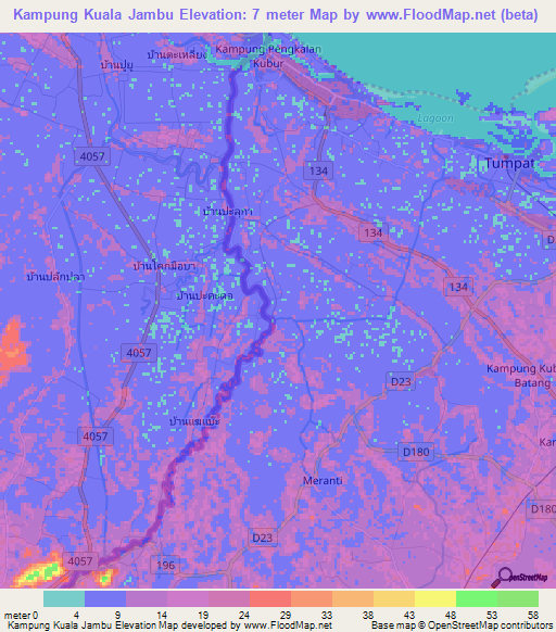 Kampung Kuala Jambu,Malaysia Elevation Map