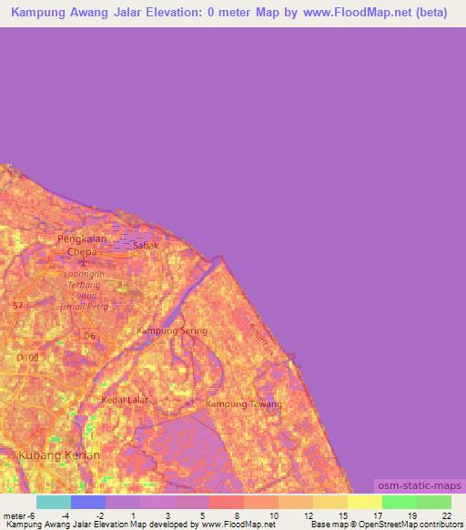 Kampung Awang Jalar,Malaysia Elevation Map