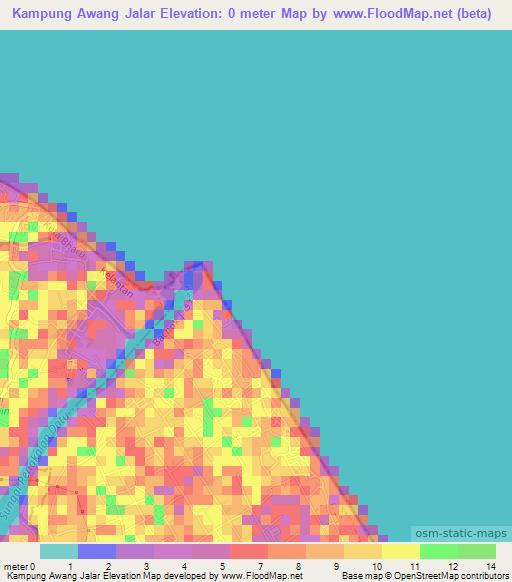 Kampung Awang Jalar,Malaysia Elevation Map