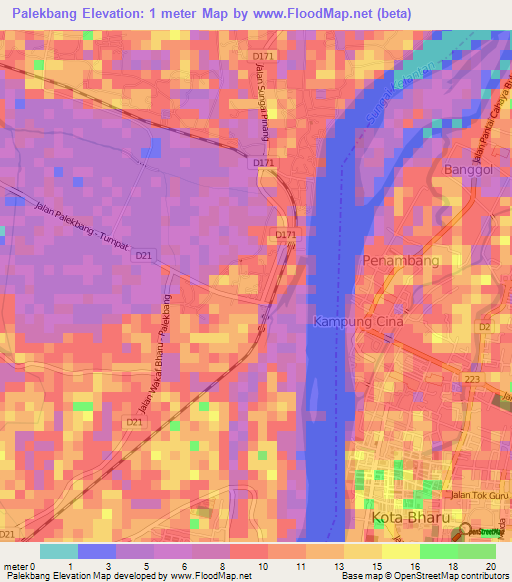 Palekbang,Malaysia Elevation Map