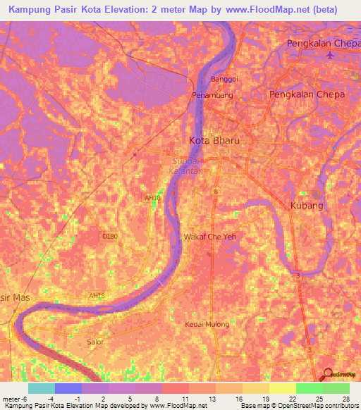 Kampung Pasir Kota,Malaysia Elevation Map