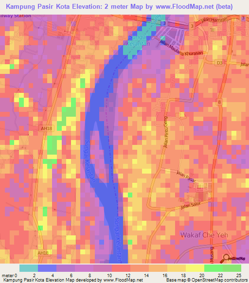 Kampung Pasir Kota,Malaysia Elevation Map