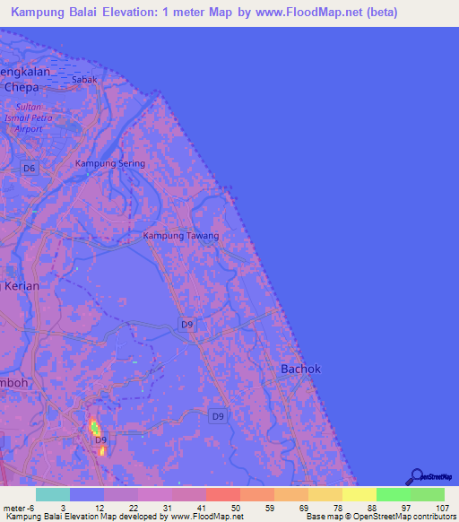 Kampung Balai,Malaysia Elevation Map