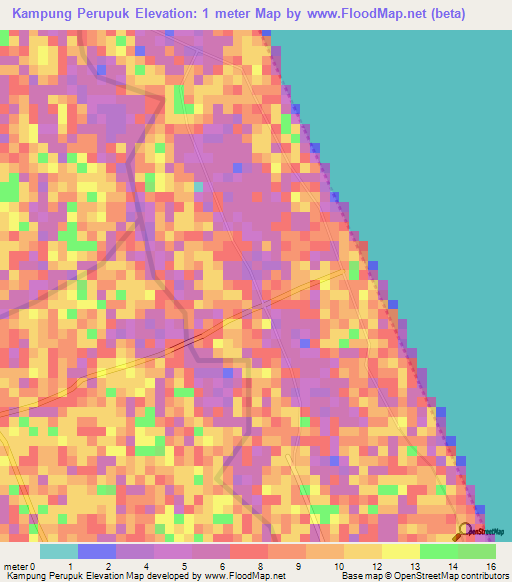 Kampung Perupuk,Malaysia Elevation Map