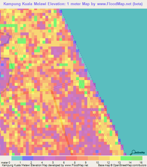 Kampung Kuala Melawi,Malaysia Elevation Map