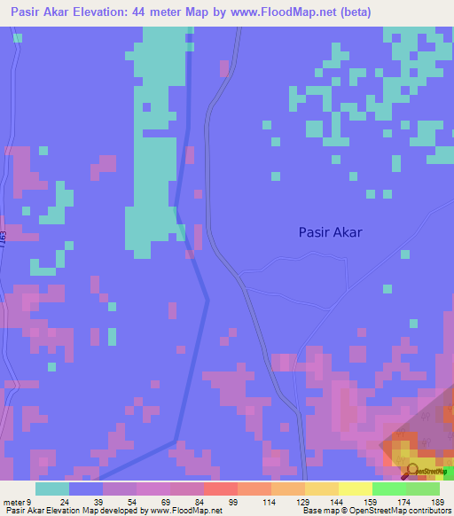 Pasir Akar,Malaysia Elevation Map