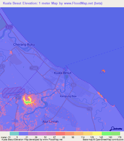 Kuala Besut,Malaysia Elevation Map