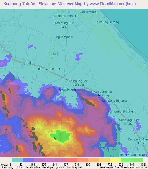 Kampung Tok Dor,Malaysia Elevation Map