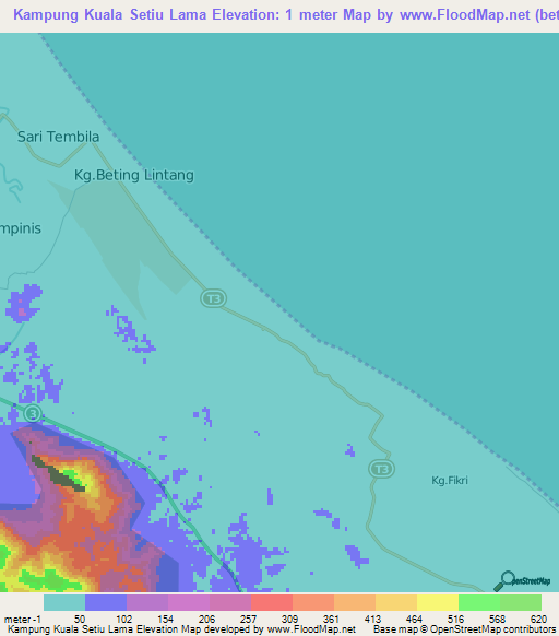 Kampung Kuala Setiu Lama,Malaysia Elevation Map