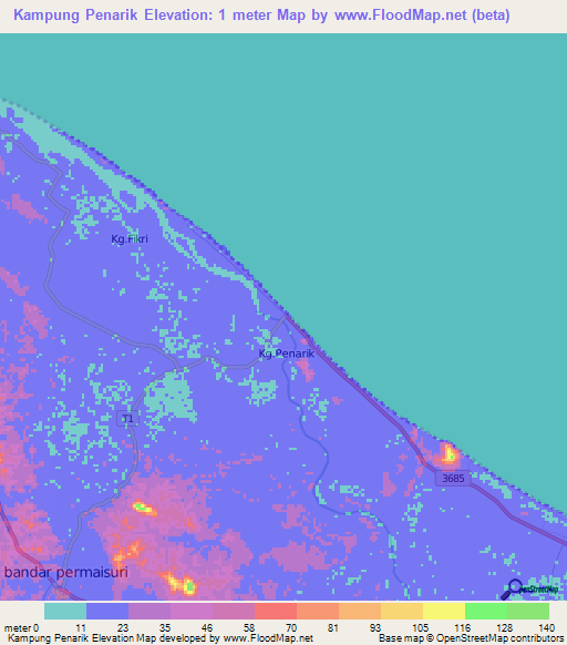 Kampung Penarik,Malaysia Elevation Map