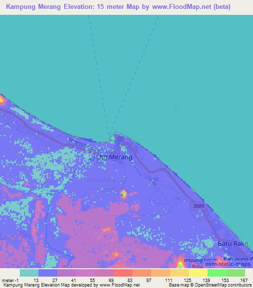 Kampung Merang,Malaysia Elevation Map