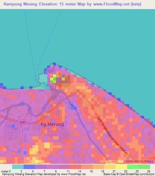 Kampung Merang,Malaysia Elevation Map