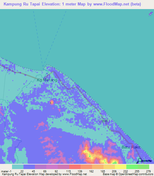 Kampung Ru Tapai,Malaysia Elevation Map