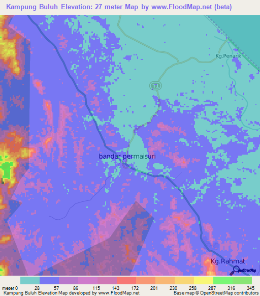 Kampung Buluh,Malaysia Elevation Map