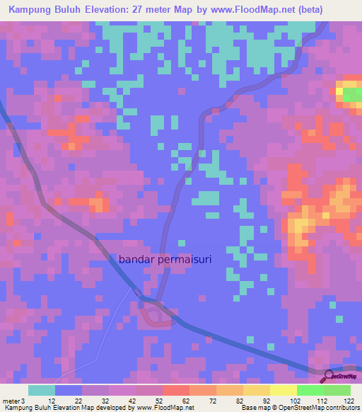 Kampung Buluh,Malaysia Elevation Map