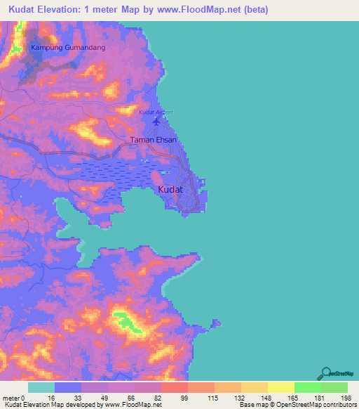 Kudat,Malaysia Elevation Map