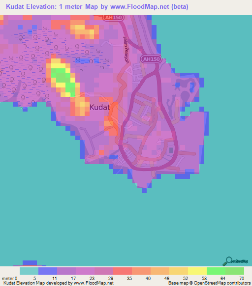 Kudat,Malaysia Elevation Map