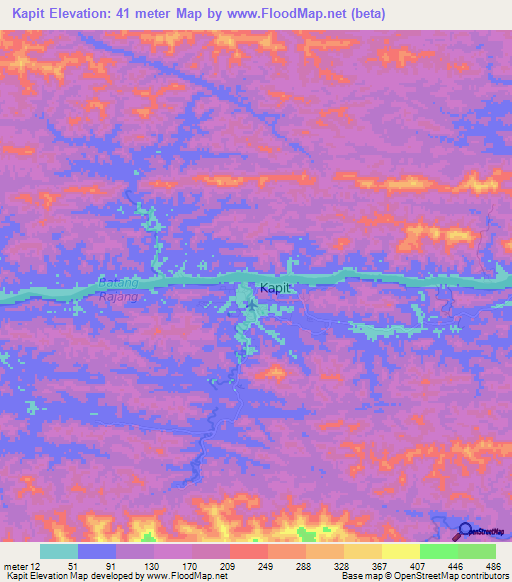 Kapit,Malaysia Elevation Map