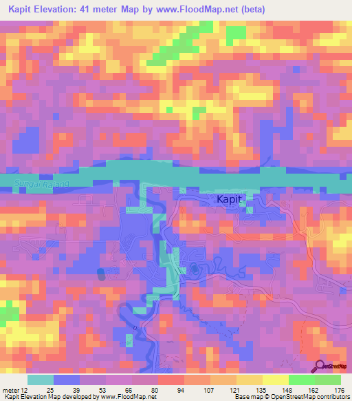 Kapit,Malaysia Elevation Map