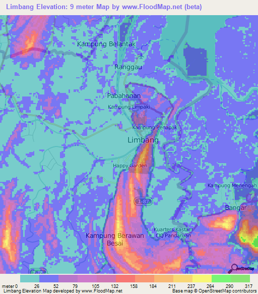 Limbang,Malaysia Elevation Map