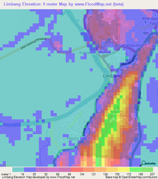 Limbang,Malaysia Elevation Map