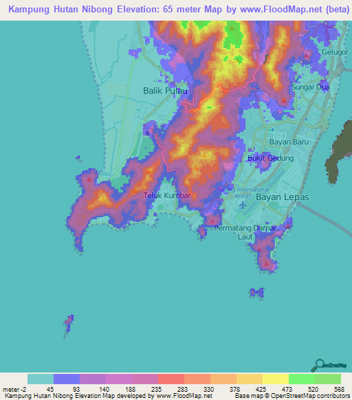 Kampung Hutan Nibong,Malaysia Elevation Map