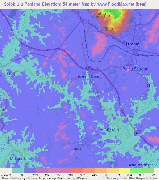 Solok Ulu Panjang,Malaysia Elevation Map