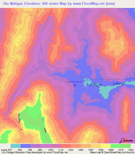 Ulu Maligan,Malaysia Elevation Map