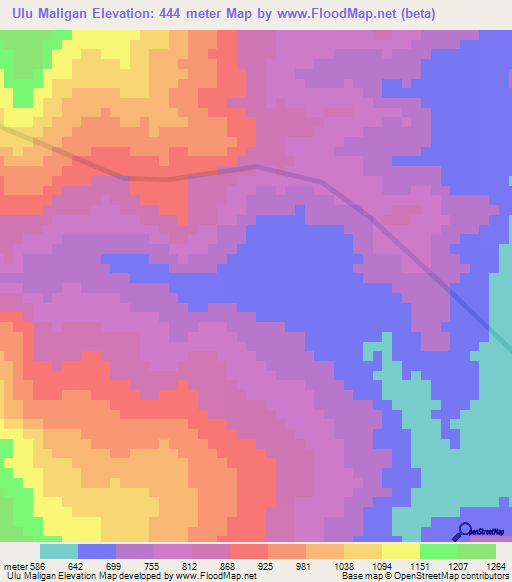 Ulu Maligan,Malaysia Elevation Map