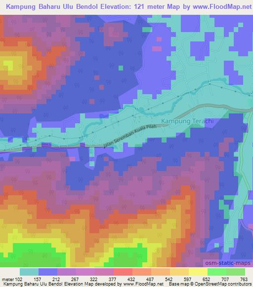 Kampung Baharu Ulu Bendol,Malaysia Elevation Map