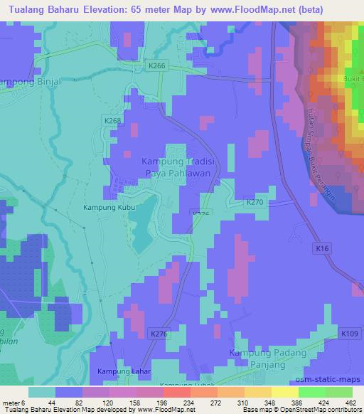 Tualang Baharu,Malaysia Elevation Map