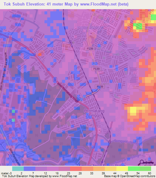 Tok Subuh,Malaysia Elevation Map