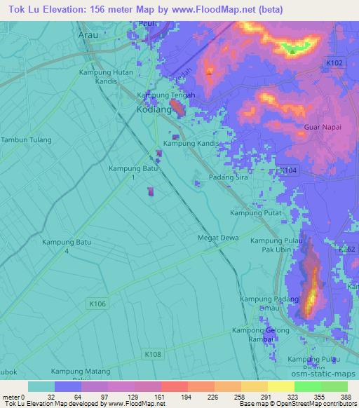 Tok Lu,Malaysia Elevation Map